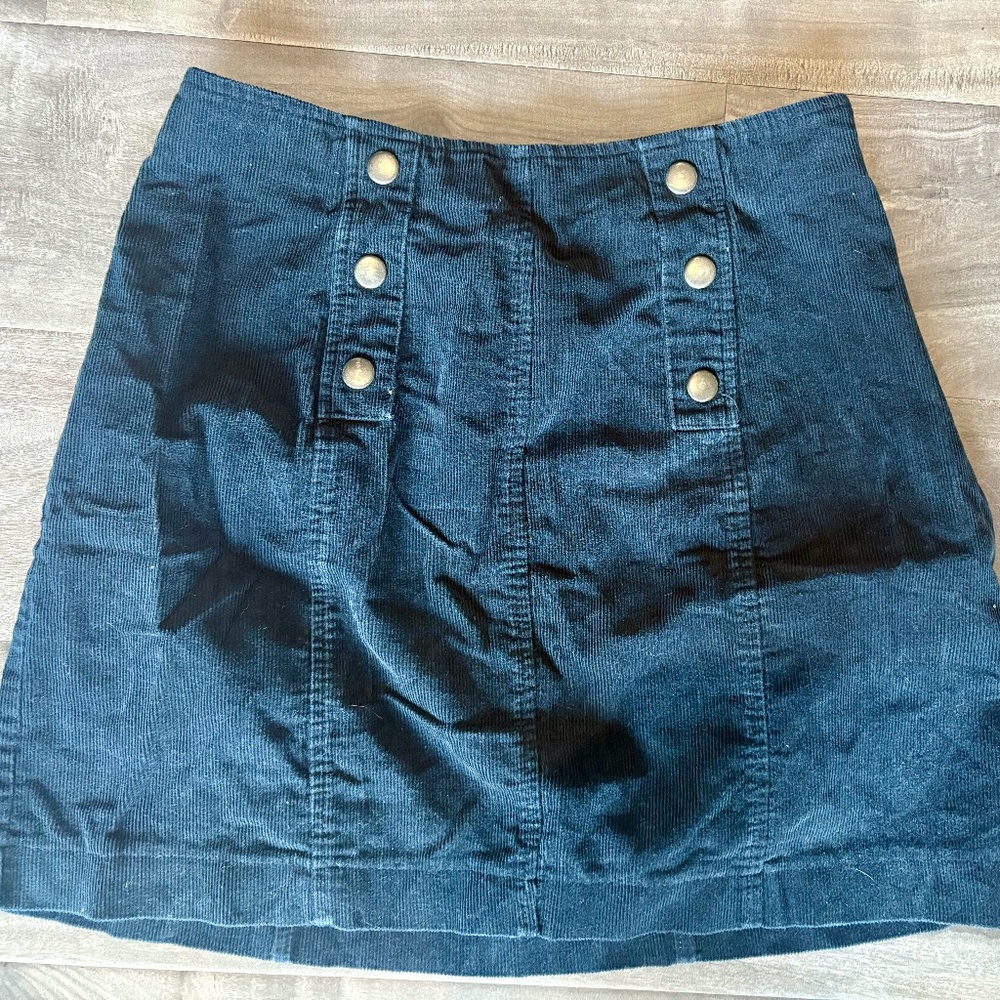 Hippie Rose Black Corduroy Skirt Small